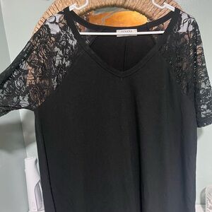 Zanana Black Lace Sleeve Top